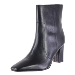NEW J.CREW Booties Boots Mid-Calf Black Leather Sz. 11 Square Toe Side Zip